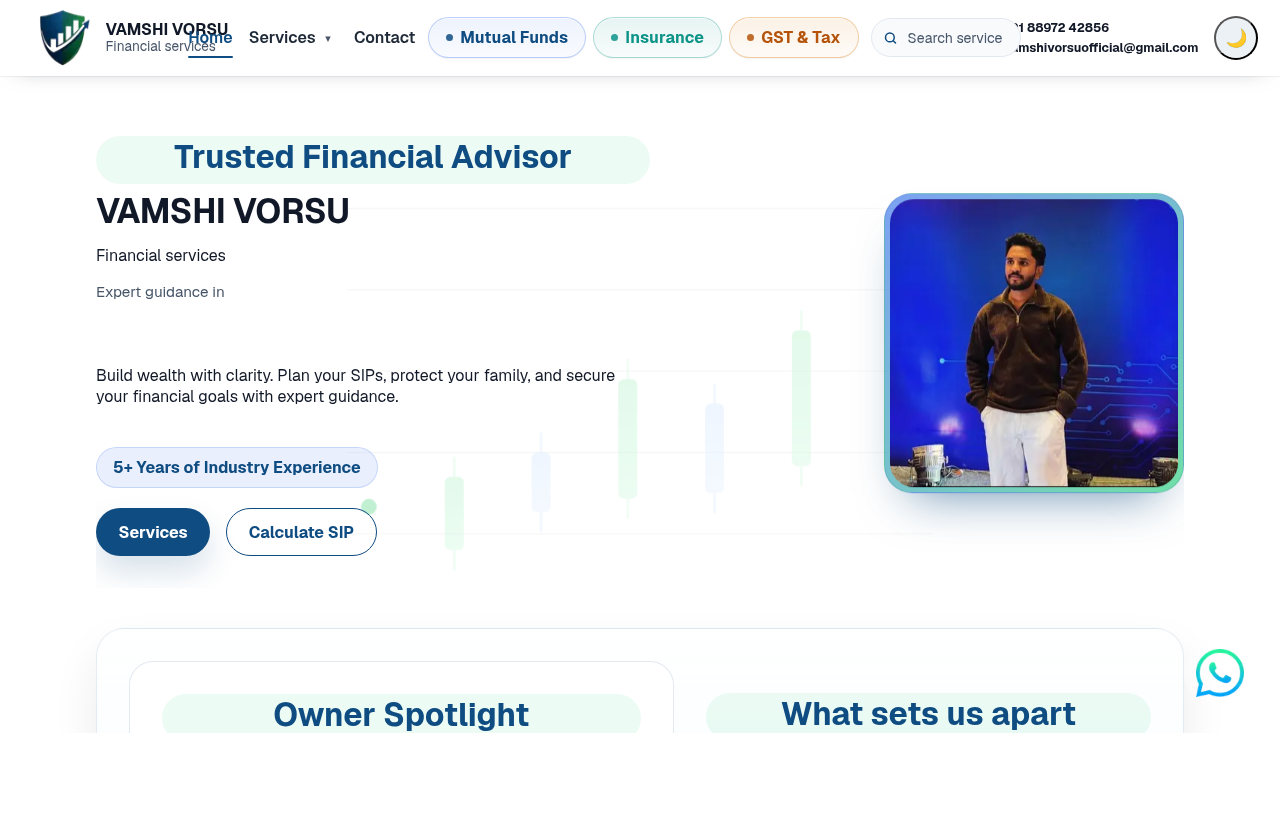 Vamshi Finance — website built by Savion Technologies